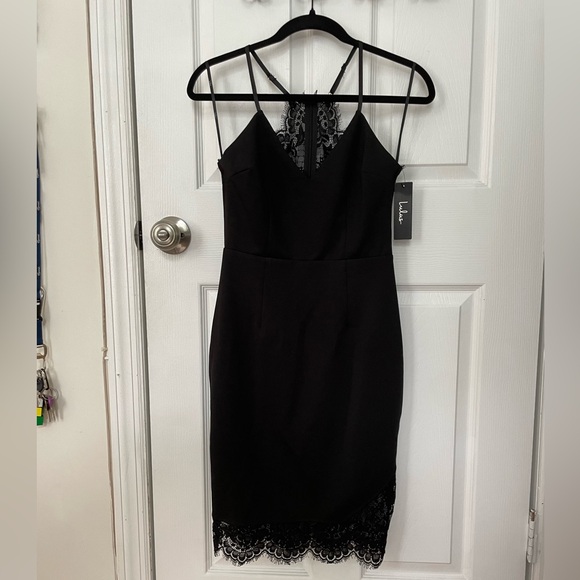 Black Lace Bodycon Mini Dress - Picture 1 of 6
